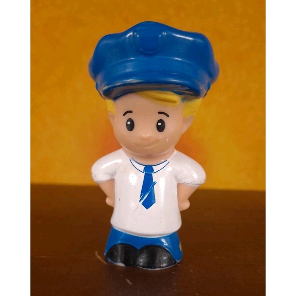 Fisher Price Little People EDDIE BUS DRIVER Blonde Boy BLUE HAT